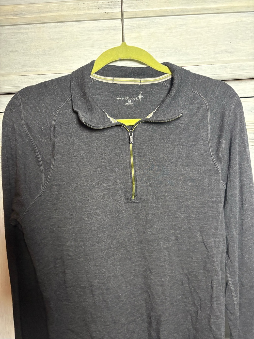 Men’s Smartwool Charcoal 1/4 Zip Merino Wool Base Layer Hiking Outdoors Thermal - Picture 4 of 8